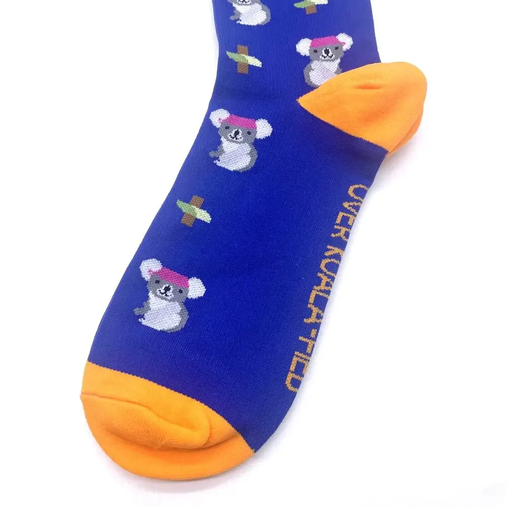 1 Pair FIGS Compression 'Koala' Blue & Yellow Socks Size XL